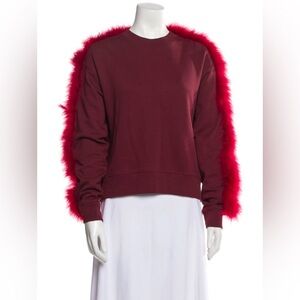 Dries Van Noten Sweatshirt with Red Feather Trim